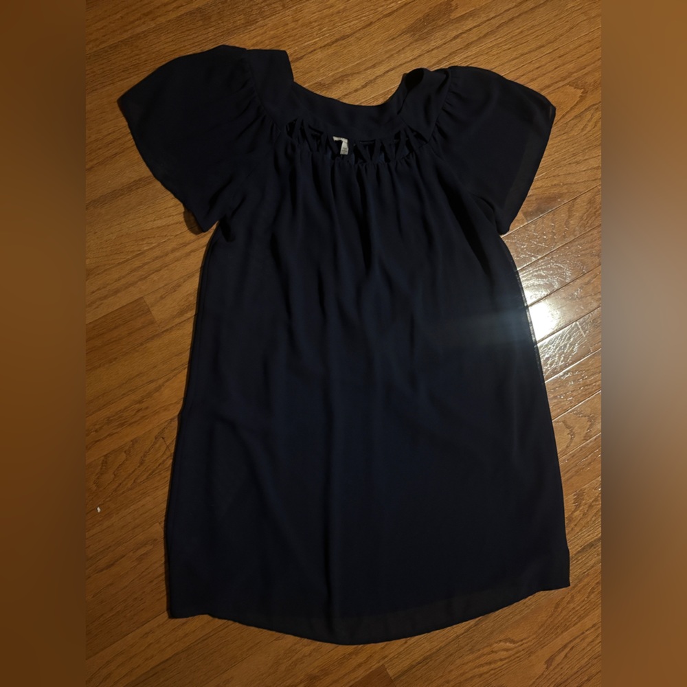 VTG Halo Navy A-Line flutter sleeve dress size Med